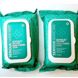 NEW ✅ SERIOUS SKIN CARE ⭐️ (SET of 2) 💚 Glycolic CLEANSING CLOTHS 💚